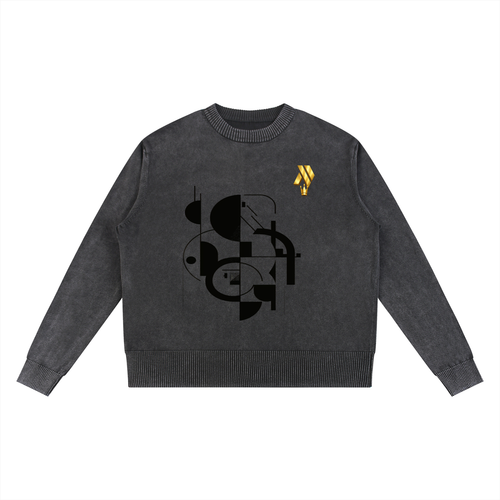 oversized sweater,mineral wash,luxury streetwear,abstract art,statement piece,unisex apparel,modern streetwear,designer fashion,motivational clothing,premium sweater