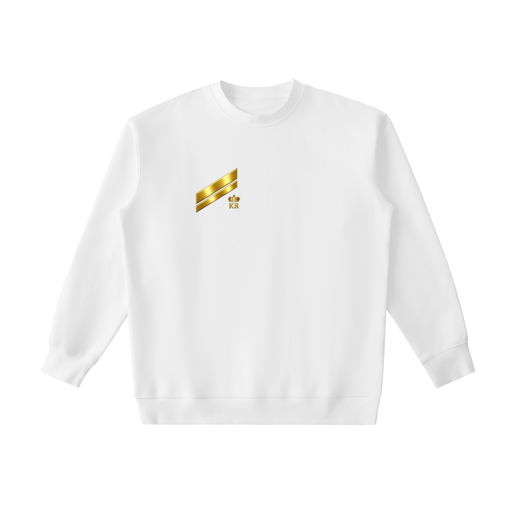 silent ascent,luxury streetwear,designer crewneck,white crewneck,premium sweatshirt,gold graphic,minimalist fashion,billionaire aesthetic,limited drop,unisex luxury