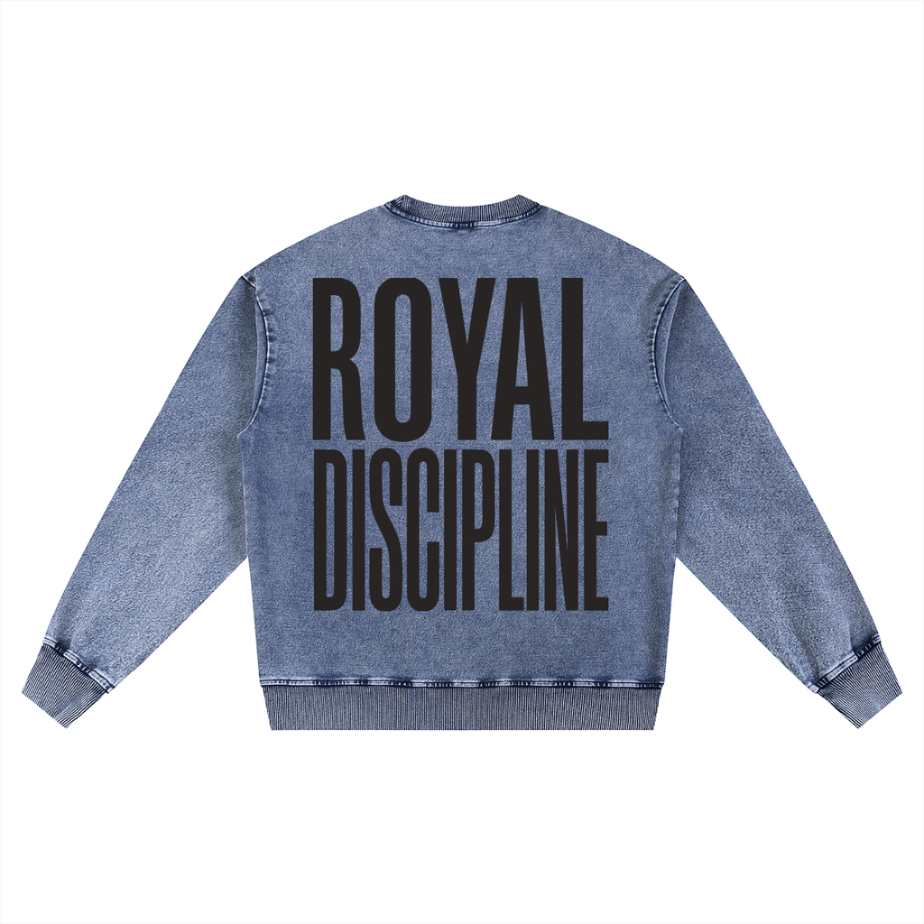 luxury crewneck,designer sweatshirt,washed black crewneck,premium streetwear,luxury streetwear brand,royal discipline sweatshirt,heavyweight crewneck,high end streetwear,paris streetwear style,fear of god style crewneck