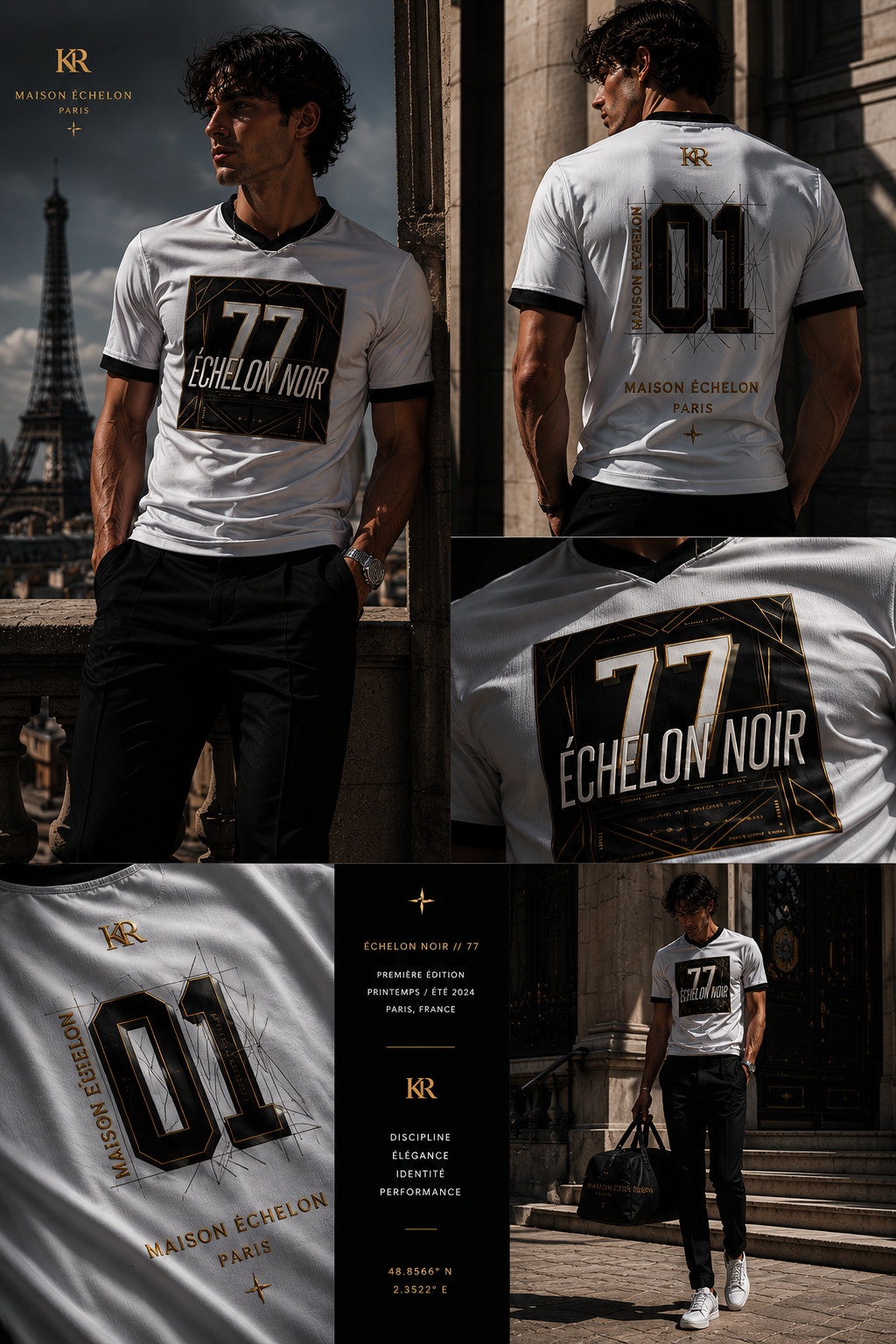 Maison Échelon “Échelon Noir 77 — Première Blanc” Luxury Paris Jersey