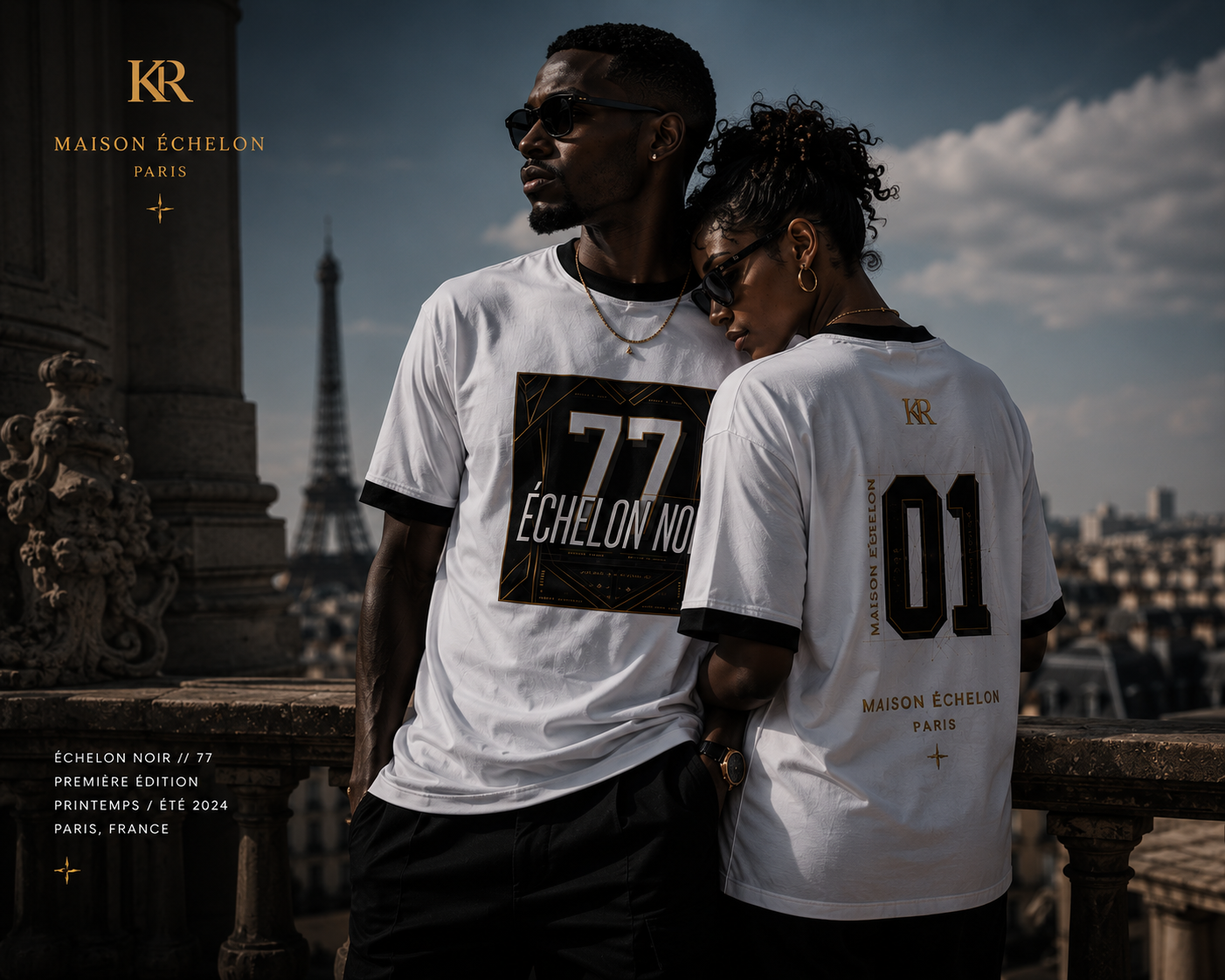 Maison Échelon “Échelon Noir 77 — Première Blanc” Luxury Paris Jersey